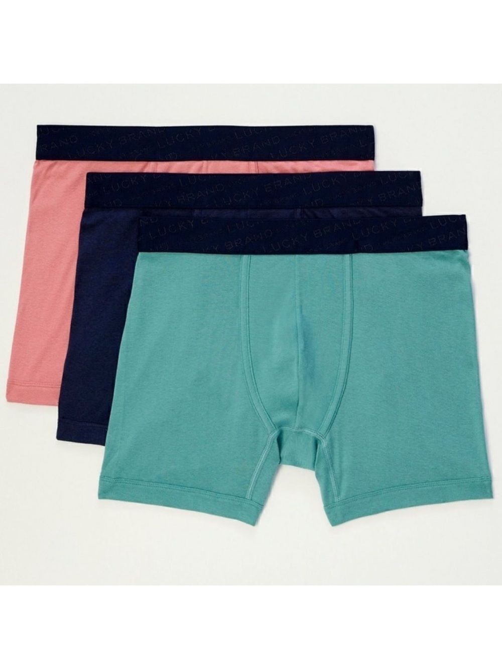 Lucky Brand L 3 pack Cloud Ultimate Soft Boxer Briefs Coral Teal Navy